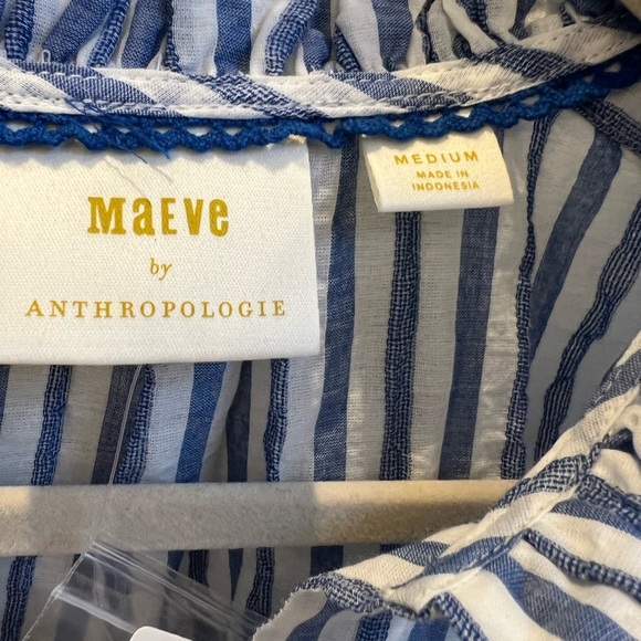 NWT new anthropologie Maeve sleeveless long tunic ruffle medium blue white - Picture 8 of 17